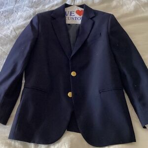 Lands end boys size 12 wool blend gold two button navy blue blazar